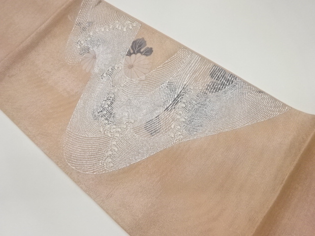 JAPANESE FUKURO OBI FOR SUMMER / EMBROIDERY / ROUGH WAVE